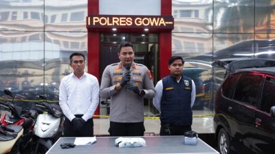 Kapolres Gowa Pimpin Konferensi Pers, 7 Pelaku Sindikat Curanmor Lintas Kabupaten Diamankan